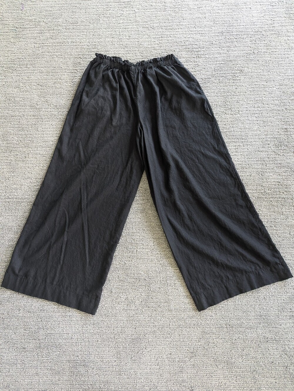 Aerie High-Waisted Wide-Leg Linen-Blend Pants Black Breathable Vacation Beach - Picture 3 of 8